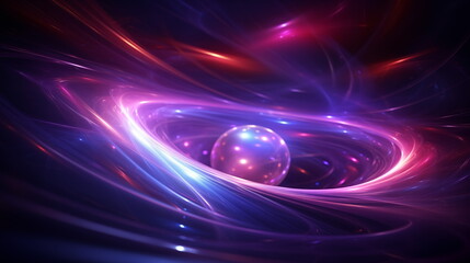 Obraz premium Dark blue and purple Neon Light Futuristic Background, wallpaper, Abstract, lines, 3d, glossy abstract texture design, Generated AI