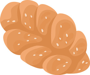Detailed close-up of a challah bread with seeds. Fresh baked traditional Jewish braided bread for Shabbat vector illustration.