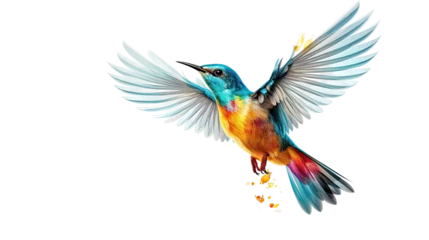 Crédence de cuisine en verre imprimé Colibri a beautiful bird flying full body on a white background