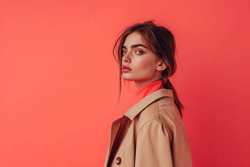 Young beautiful woman portrait isolated on color background 