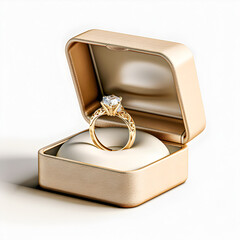 Engagement ring in box, isolated on transparent background