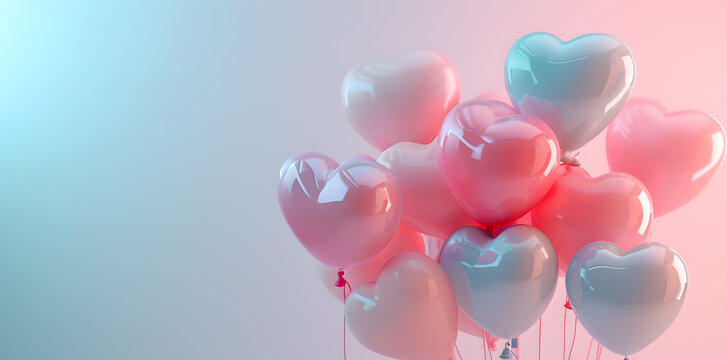Shiny gloss Pink Heart shape Helium air balloons, . Valentine's day