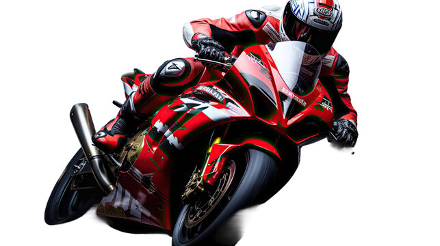 Red racing motorcycle on a transparent background