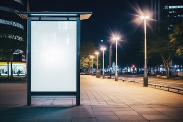  blank screen vertical billboard for mockup at a Bus stop