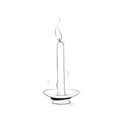 A candle rendered in a minimalist style, seated on a holder, adds a touch of stark elegance and mystery to the composition.