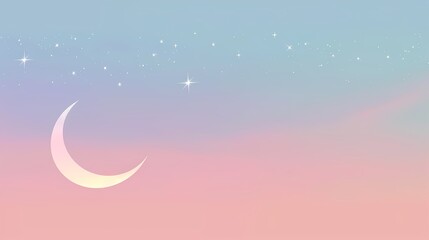 Crescent moon and star with pastel colors