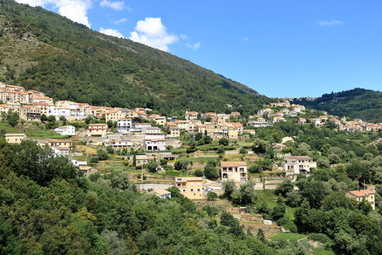 Venaco, charming village nestled in the mountains of Corsica, France