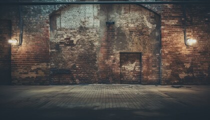 Empty Room With Brick Walls and Two Lights, A Minimalistic Space With Industrial Charm