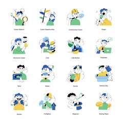 Set of Career Choices Hand Drawn Mini Illustrations 

