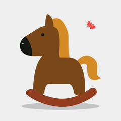 Toy horse. Flat cartoon illustration.