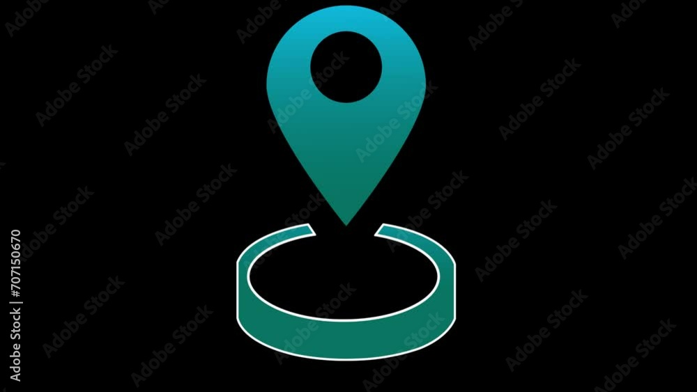 Poster animated location marker on transparent background with alpha channel. animation of seamless loop.
