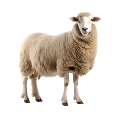 Cute Sheep standing isolated on white or transparent background