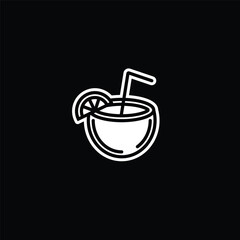 Original vector illustration. Coconut juice icon with a straw.