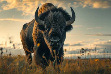 Foto op Canvas Bison running in the wild, a dynamic display of wildlife and the untamed beauty of nature.   © Kishore Newton
