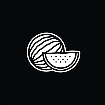 Original vector illustration. Contour icon of a ripe watermelon.