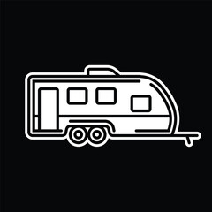 Original vector illustration. Contour icon of a trailer home on wheels.