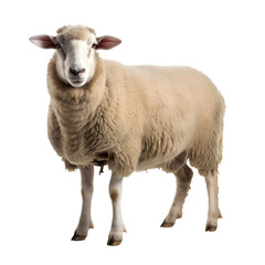 Fototapeta premium Sheep standing isolated on white or transparent background