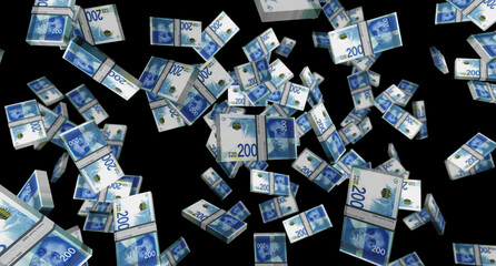 Israel Shekel 200 ILS banknote money 3d illustration - obrazy, fototapety, plakaty