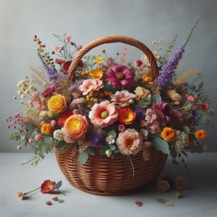 bouquet of flowers in a basket
