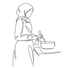 Muslim woman preparing food