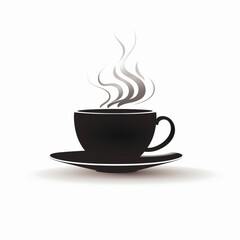 Ilustracion de estilo logotipo de taza de cafe caliente sobre fondo de color blanco