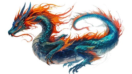 Colorful dragon isolated on white background