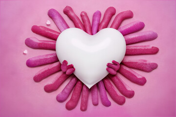 valentine day the sun pink glitter hugs a heart shape wallpaper background
