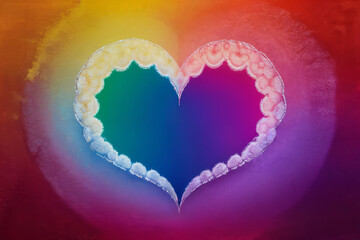 valentine day the waves colorful formed a heart shape in the middle of the sea wallpaper background