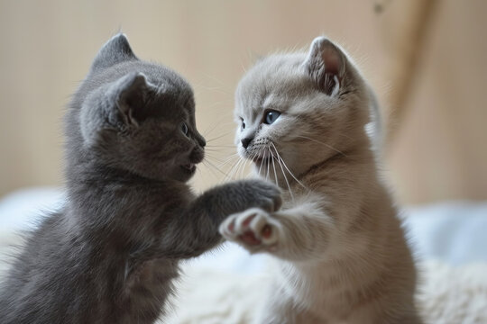 Cute British kittens playing together