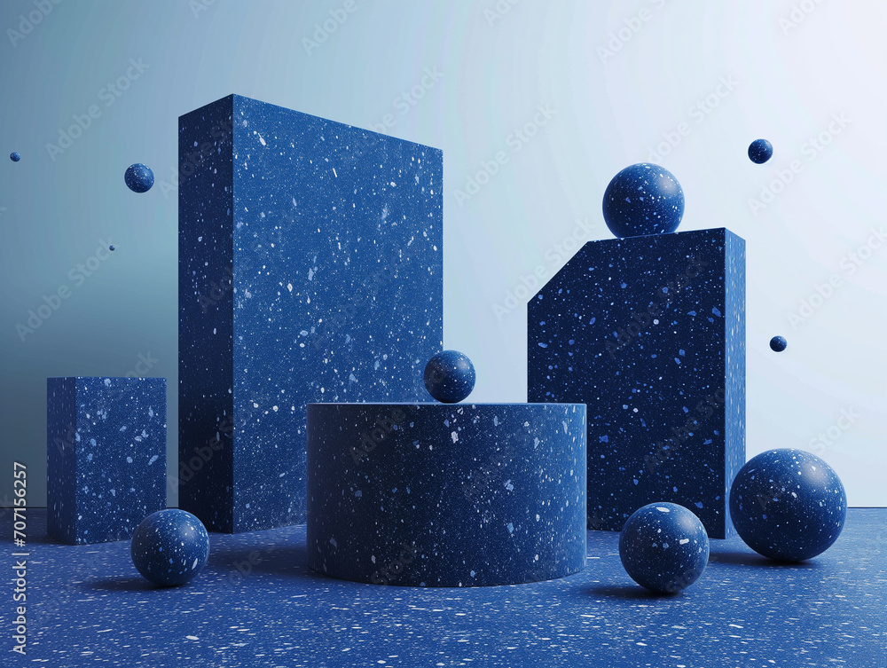 Poster 3d illustration of empty podium for product or merchandise display. backdrop scene with abstract geo
