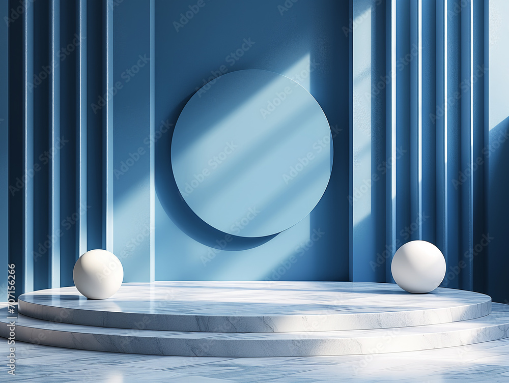 Poster 3d illustration of empty podium for product or merchandise display. backdrop scene with abstract geo
