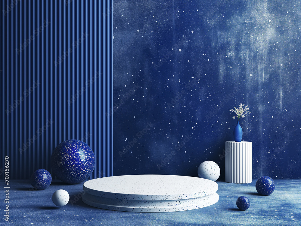 Poster 3d illustration of empty podium for product or merchandise display. backdrop scene with abstract geo