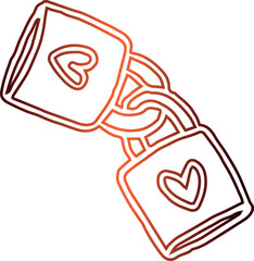  Castle with heart  drawing gradient  valentines day decoration and design.