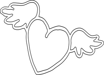  Heart with wings valentines day decoration and design.