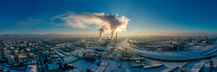 Fotobehang Kominy, dym, para wodna, Nowy Sącz © Maciej G. Szling