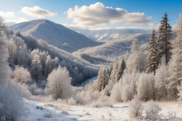 Fototapeta na wymiar forest view during winter