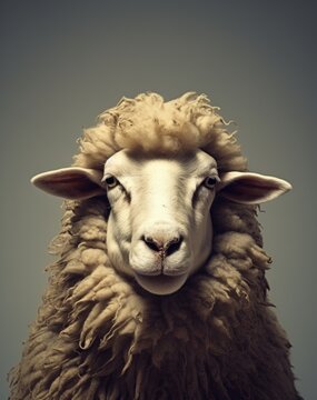 wool sheep head up.