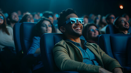 man watching movie in cinema