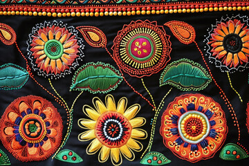 Australian Aboriginal Embroidery Showcasing Intricate Dot Paintings