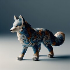 animal figure on a wooden toy wooden wolf toy
