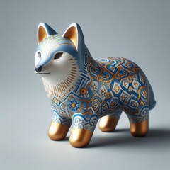 animal figure on a wooden toy wooden wolf toy
