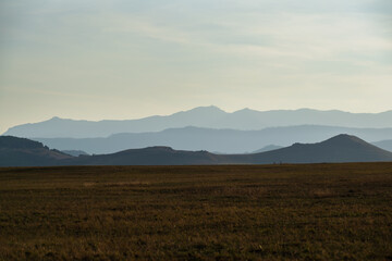 Obraz premium Fabulous sunset landmark with mountains layers, Armenia