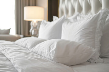 Fototapeta na wymiar Enhanced View Of Immaculate White Bed Linens