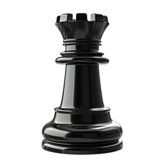 Black rook chess piece on transparent background. Generative AI. - obrazy, fototapety, plakaty