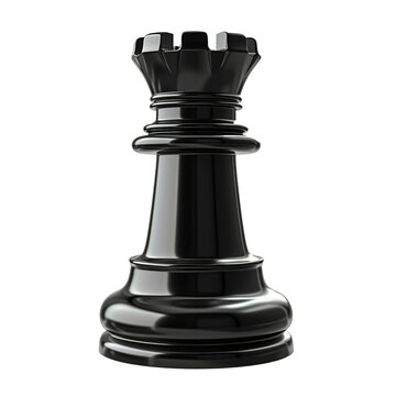 Black rook chess piece on transparent background. Generative AI.