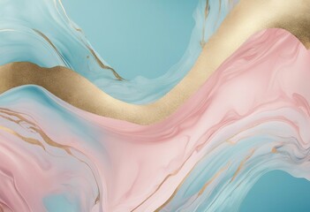 Abstract watercolor paint background illustration Soft pastel pink blue color and golden lines with