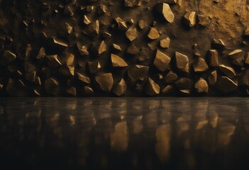 Dark black yellow golden stone concrete paper texture background panorama banner long with space for