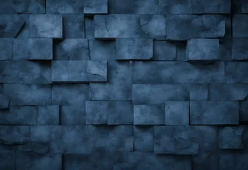 Gordijnen Dark blue abstract stone concrete paper texture background banner panorama with vignette © ArtisticLens