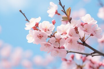 Branches of cherry blossoms on a blue background