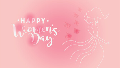 Vector women's day, happy women's day march 8 text with woman,women's day poster,international women's day or banner design 